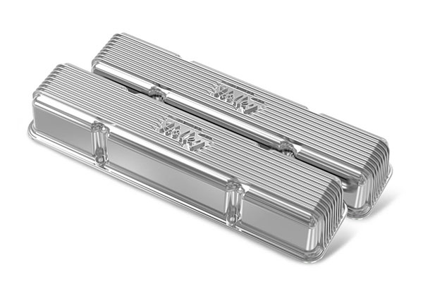 Holley Vintage Finned Aluminum Valve Covers - SBC No Emissions