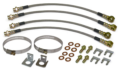 Front and Rear Disc Brake Hose Kit, Stainless Hoses