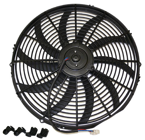 Universal 16" Radiator Electric Cooling Fan Curved S-Blade Reversible Muscle Car