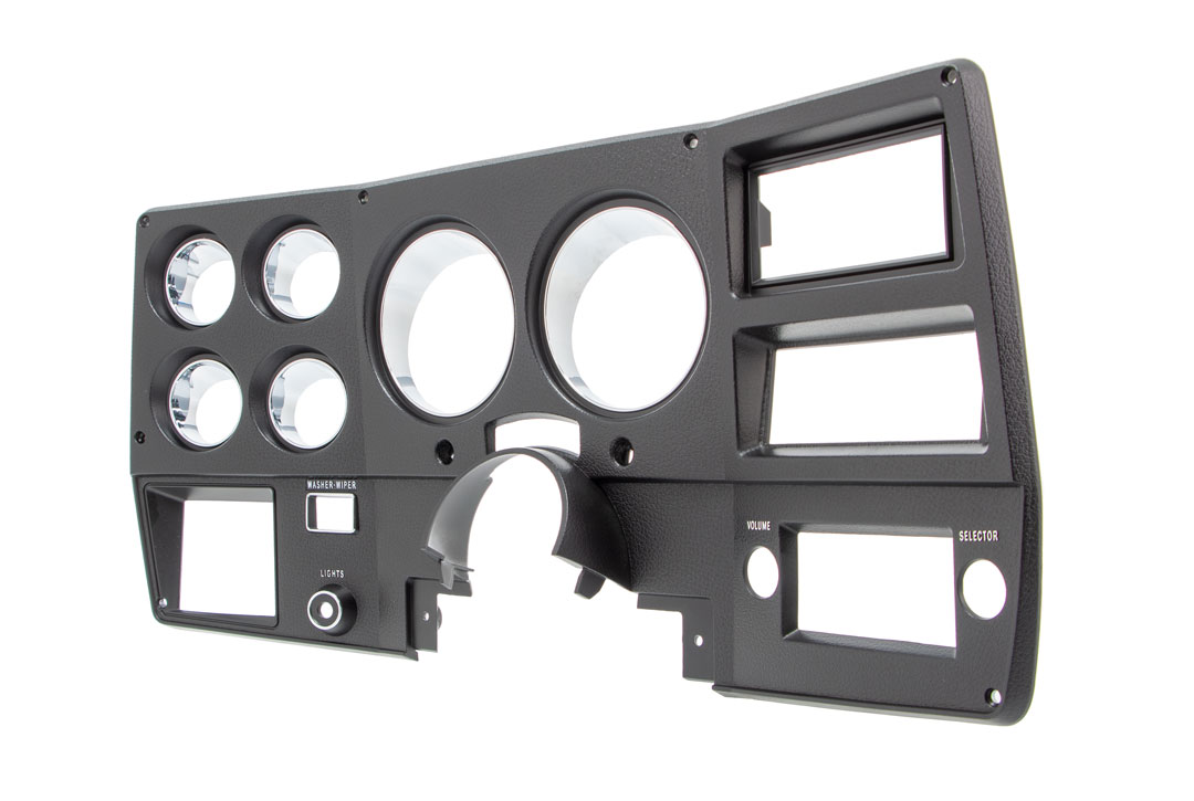 1973-74 Chevrolet / GMC Truck Dash Bezel, Black with Chrome Details, With A/C