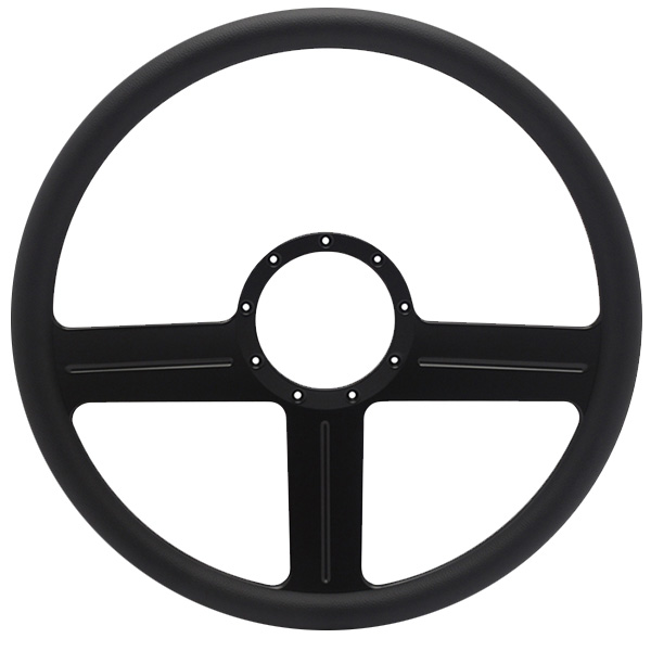 G3 Billet 15" Steering Wheel - Black Out Spokes and Grip, Eddie Motorsports