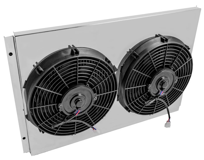 1967-70 Ford Mustang & Mercury Cougar Electric Fan and Shroud Kit, Dual 12" Fans, 24" Core