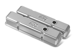 Holley Vintage Finned Aluminum Valve Covers - SBC w/ Emissions
