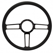 Launch Billet 15" 3-Spoke Steering Wheel - Black Out Spokes and Grip, Eddie Motorsports