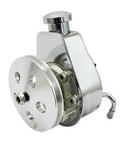 Saginaw Power Steering Pump, Chrome with Billet Cap and Aluminum Pulley