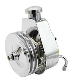 Saginaw Power Steering Pump, Chrome with Billet Cap and Chrome Pulley