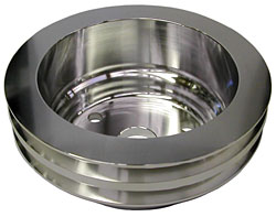 Small Block Chevy Crankshaft Pulley with Long Water Pump, Aluminum 2 & 3 Groove